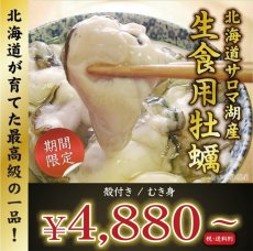 画像1: 北海道サロマ湖産　生食用牡蠣（むき身／殻付） (1)
